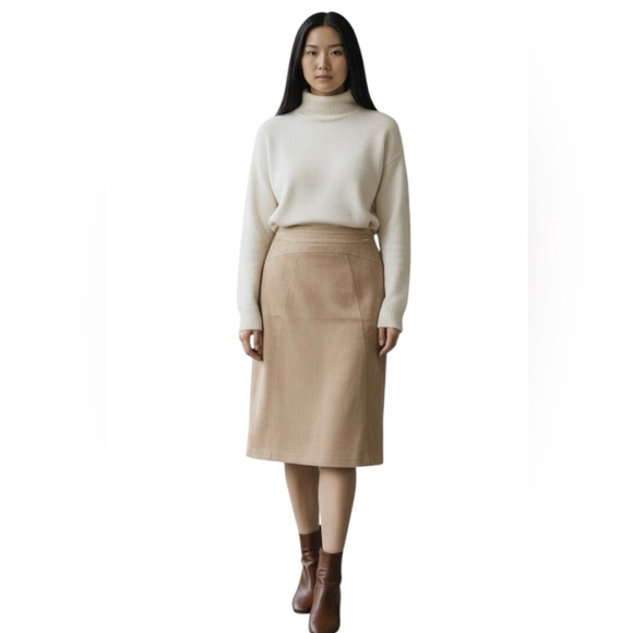 Andrew Marc Tan Faux Suede Skirt - Picture 1 of 8